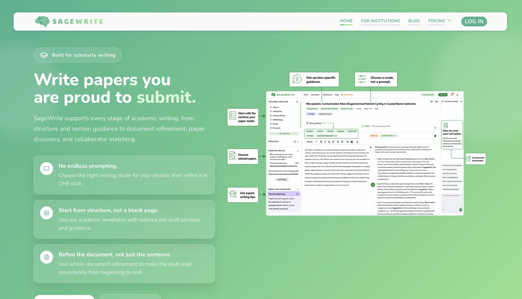 SageWrite website and editor